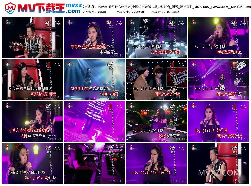 苏梦玫-看见什么吃什么(中国好声音第二季)(现场版)_国语_流行歌曲_MC701502
